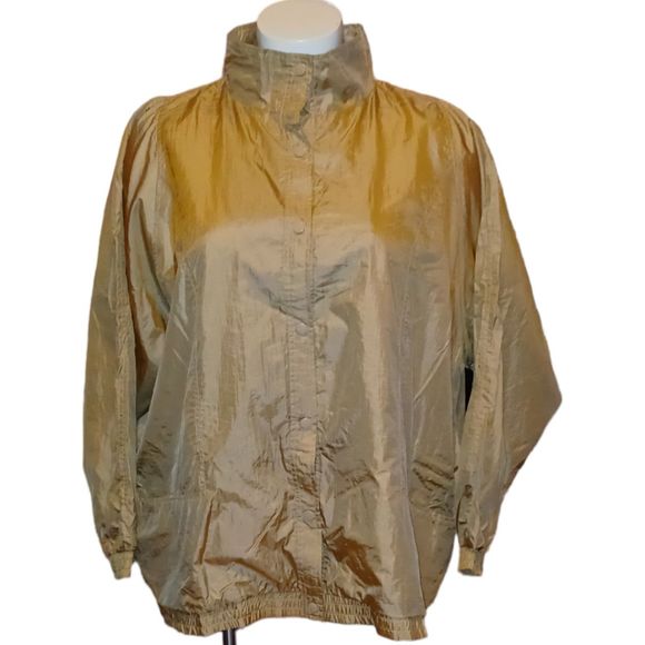 Tudor Court Lined Windbreaker Jacket Gold Women Size 4X - Picture 1 of 7